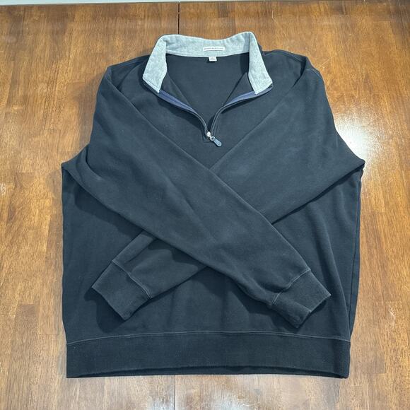 Peter Millar 1/4 Zip Pullover Black 100% Cotton Men's XL - Picture 2 of 11